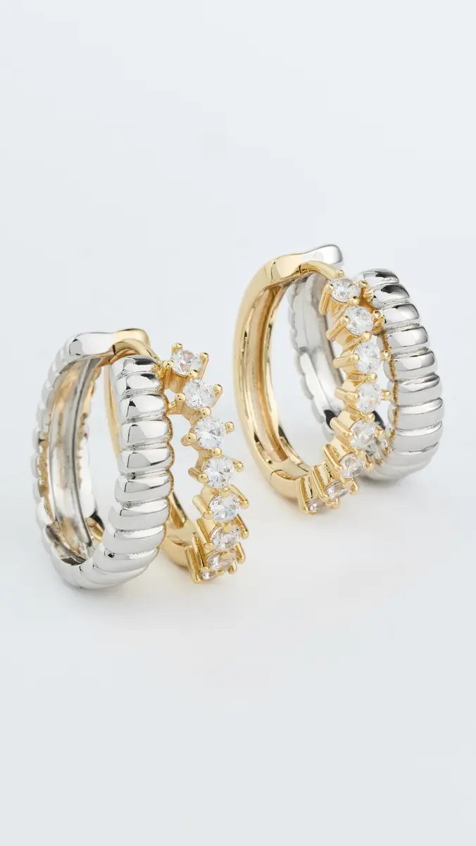 Luv AJ The Sierra Split Huggy Hoop Earrings | Thumbnail 2