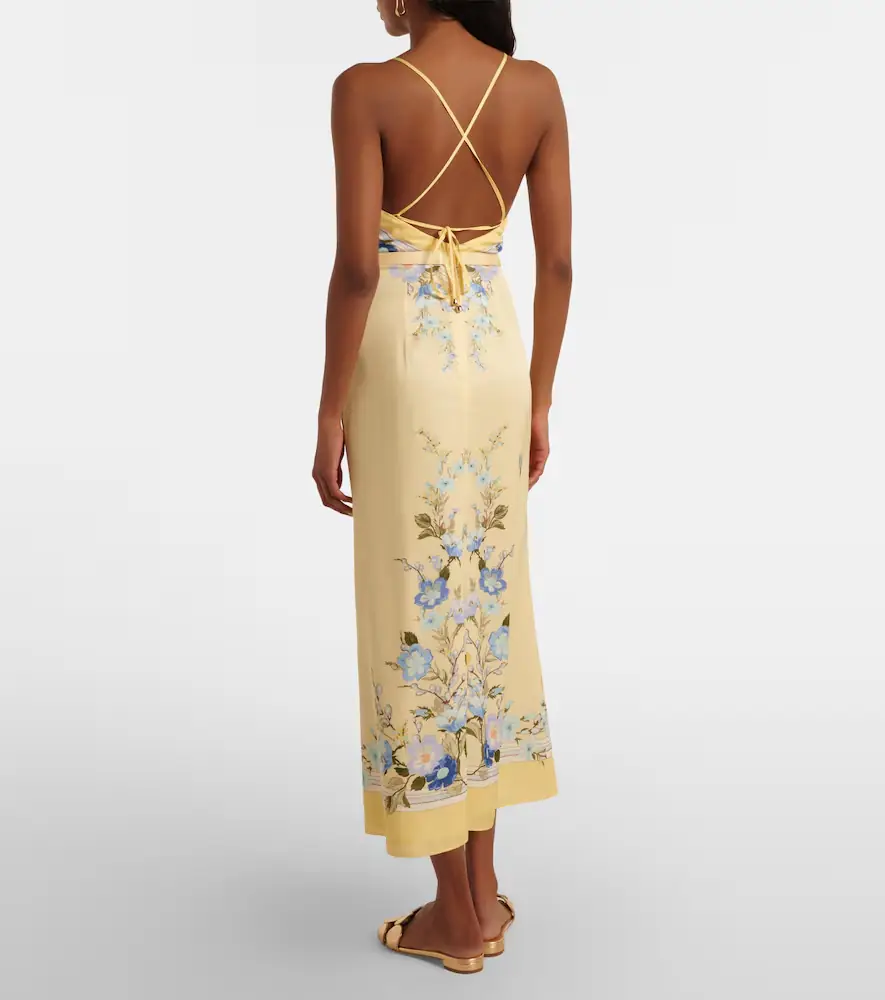 Self-Portrait Floral silk satin maxi dress | Thumbnail 2 Self-Portrait Floral silk satin maxi dress | Thumbnail 2