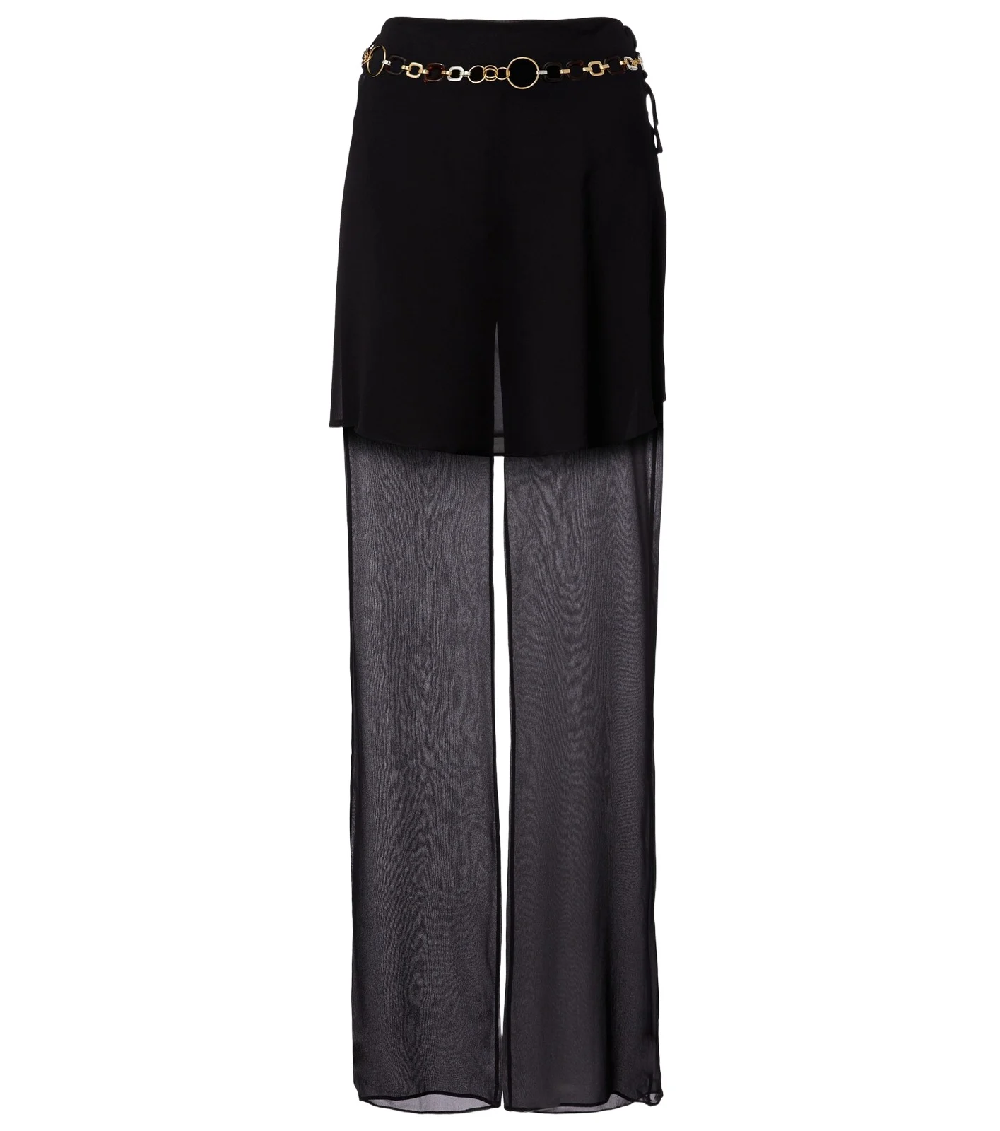 Belted silk wide-leg pants