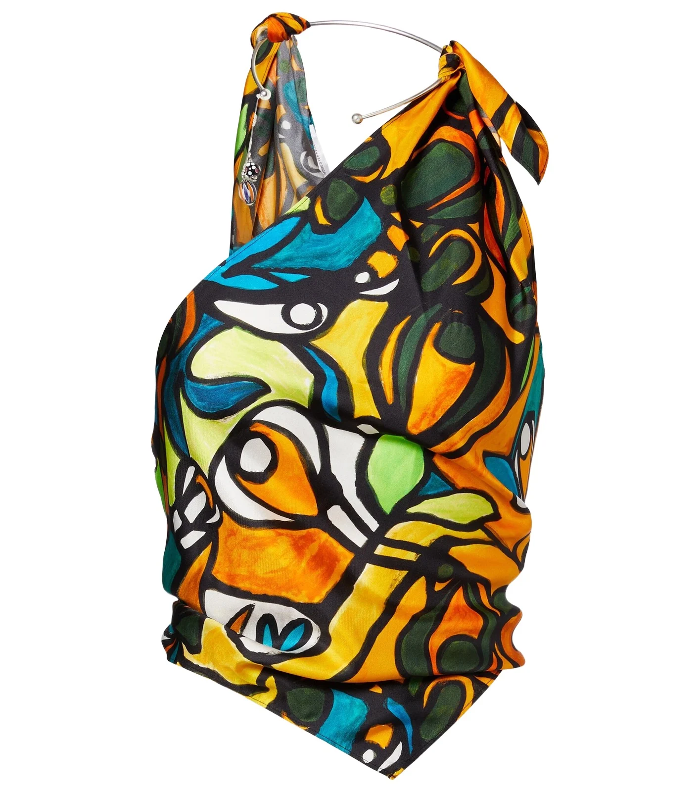 Printed draped silk top Printed draped silk top