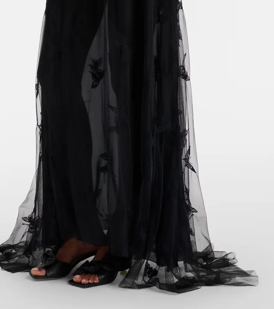 BLUMARINE Embellished georgette and lace maxi dress | Thumbnail 3 BLUMARINE Embellished georgette and lace maxi dress | Thumbnail 3