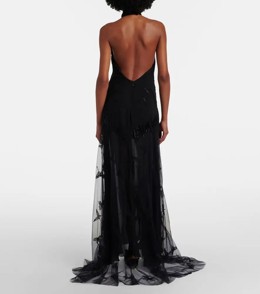 BLUMARINE Embellished georgette and lace maxi dress | Thumbnail 5 BLUMARINE Embellished georgette and lace maxi dress | Thumbnail 5