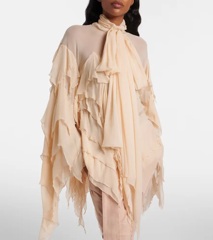 Blumarine Ruffled scarf-detail georgette blouse | Thumbnail 3 Blumarine Ruffled scarf-detail georgette blouse | Thumbnail 3