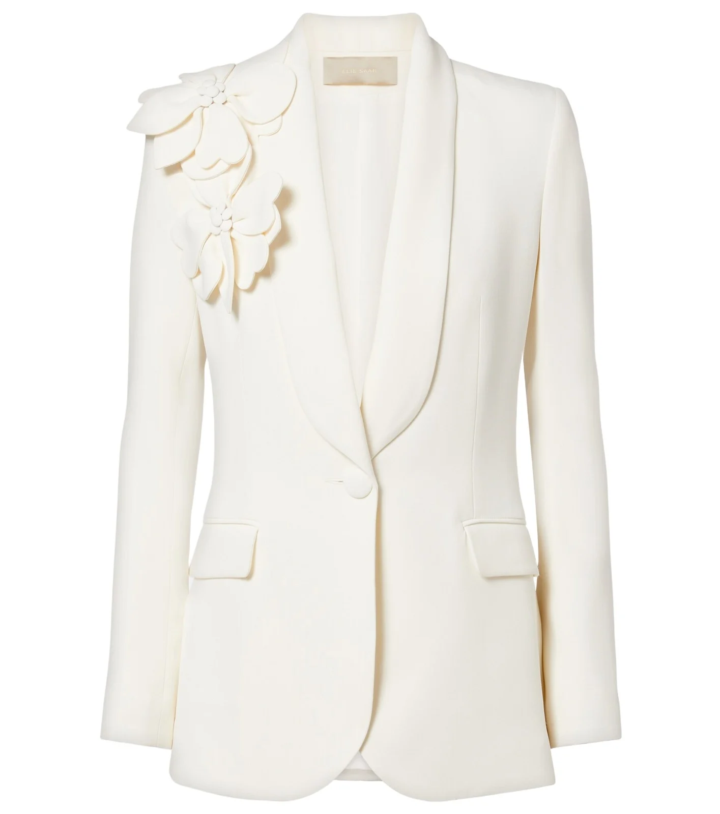 Floral-appliqué cady blazer
