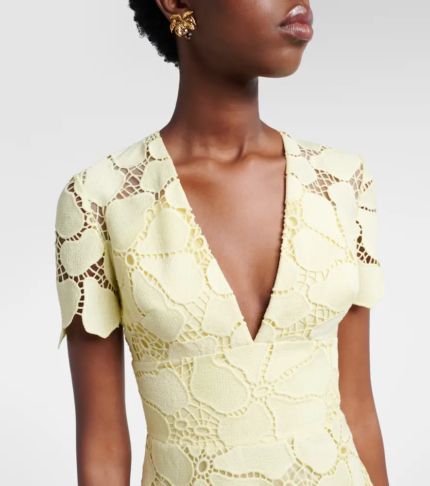 Elie Saab Floral silk-blend guipure midi dress | Thumbnail 3 Elie Saab Floral silk-blend guipure midi dress | Thumbnail 3