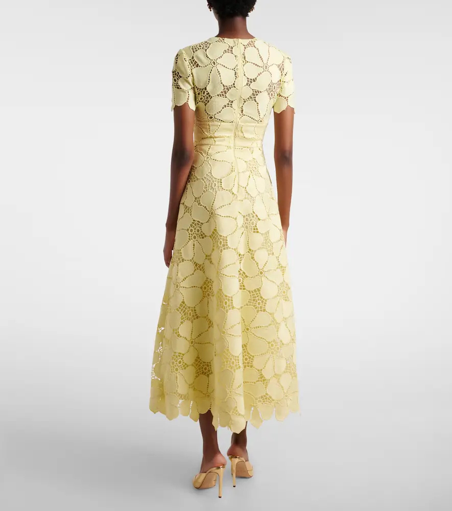 Elie Saab Floral silk-blend guipure midi dress | Thumbnail 4 Elie Saab Floral silk-blend guipure midi dress | Thumbnail 4
