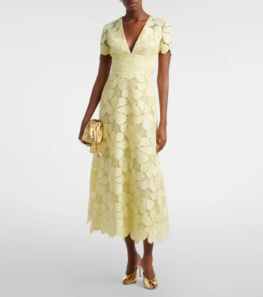Elie Saab Floral silk-blend guipure midi dress | Thumbnail 5 Elie Saab Floral silk-blend guipure midi dress | Thumbnail 5