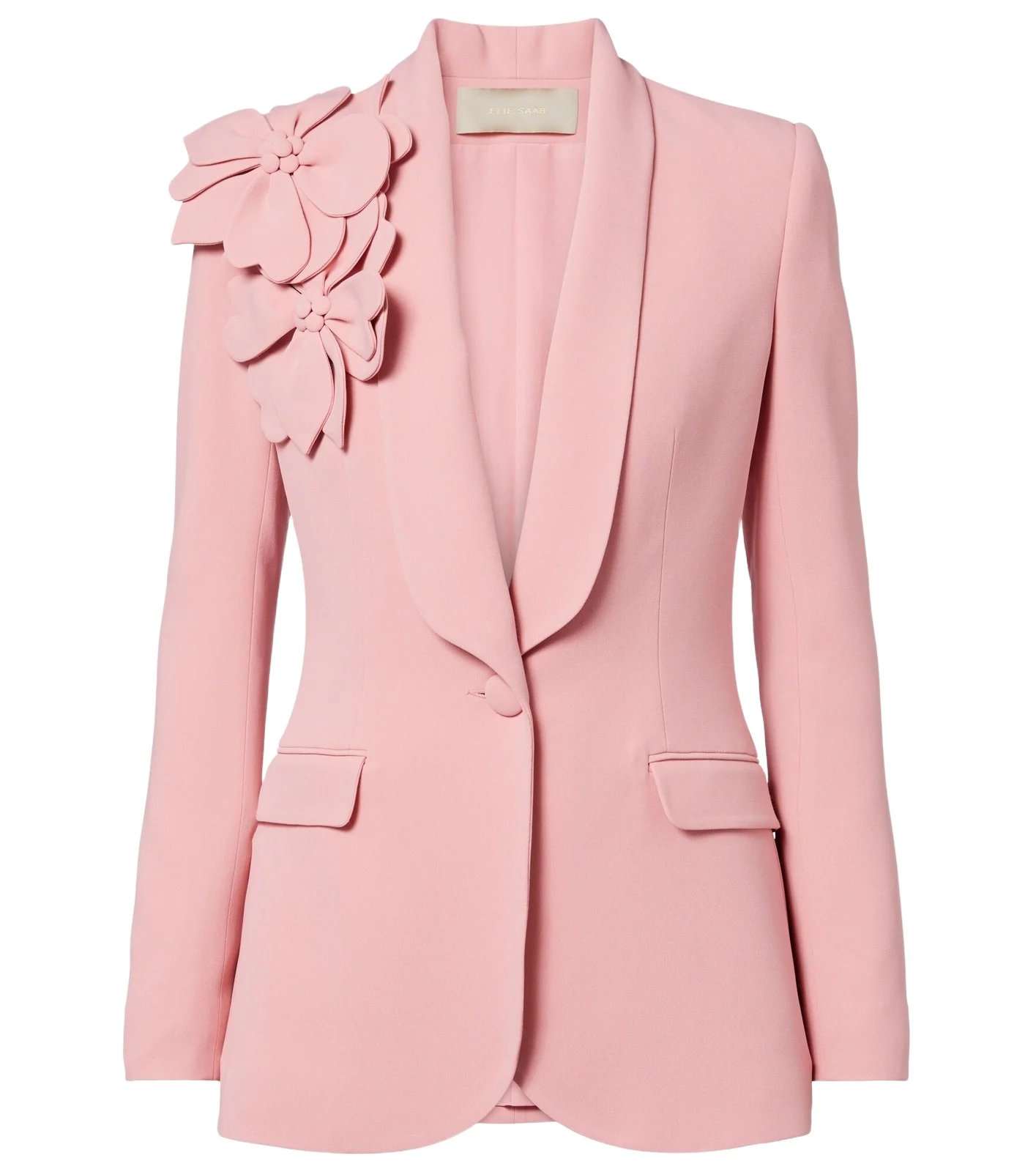 Floral-appliqué cady blazer