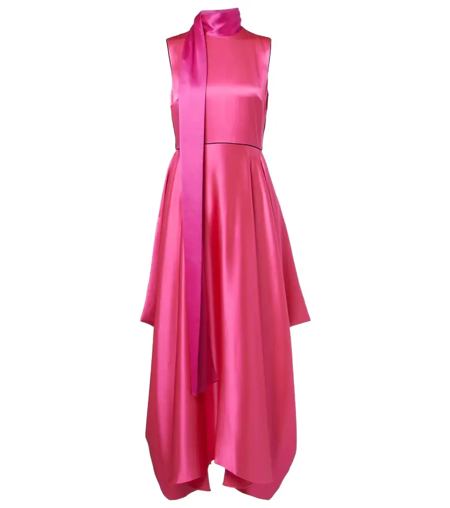 Aela scarf-detail satin gown Aela scarf-detail satin gown