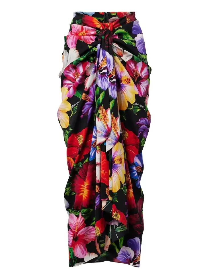 Draped floral silk-blend midi skirt Draped floral silk-blend midi skirt