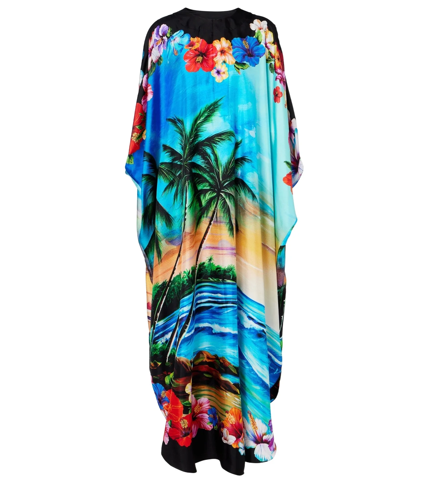 Printed silk kaftan