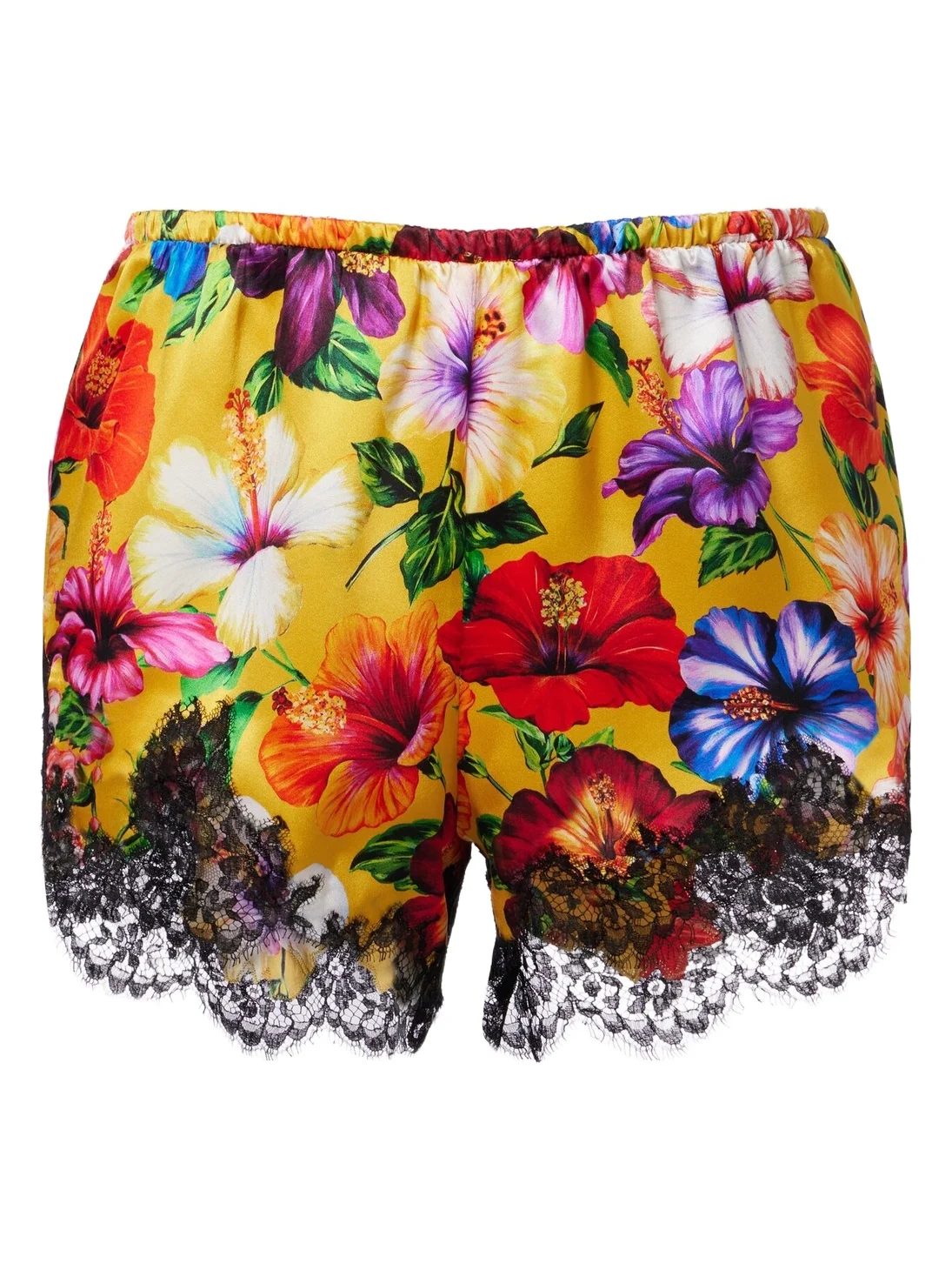 Dolce & Gabbana Floral lace-trimmed silk-blend shorts