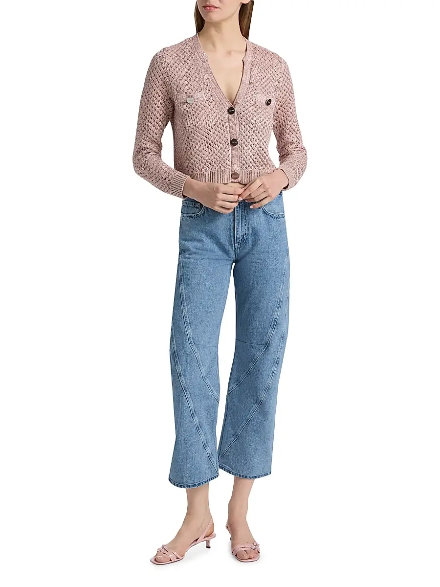 L'Agence Women's Blanca Sequined Crop Cardigan | Thumbnail 2 L'Agence Women's Blanca Sequined Crop Cardigan | Thumbnail 2