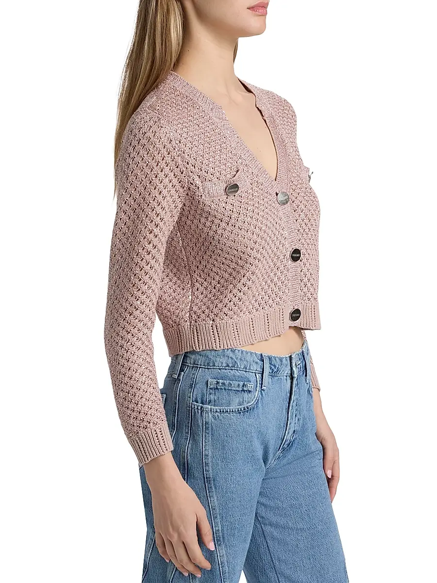 L'Agence Women's Blanca Sequined Crop Cardigan | Thumbnail 4 L'Agence Women's Blanca Sequined Crop Cardigan | Thumbnail 4