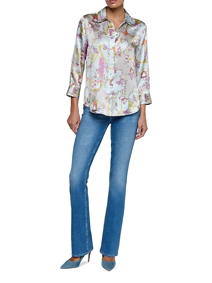 L'Agence Women's Dani Printed Silk Shirt | Thumbnail 2 L'Agence Women's Dani Printed Silk Shirt | Thumbnail 2
