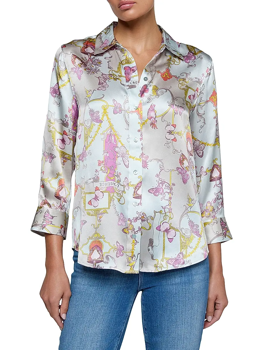 L'Agence Women's Dani Printed Silk Shirt | Thumbnail 3 L'Agence Women's Dani Printed Silk Shirt | Thumbnail 3