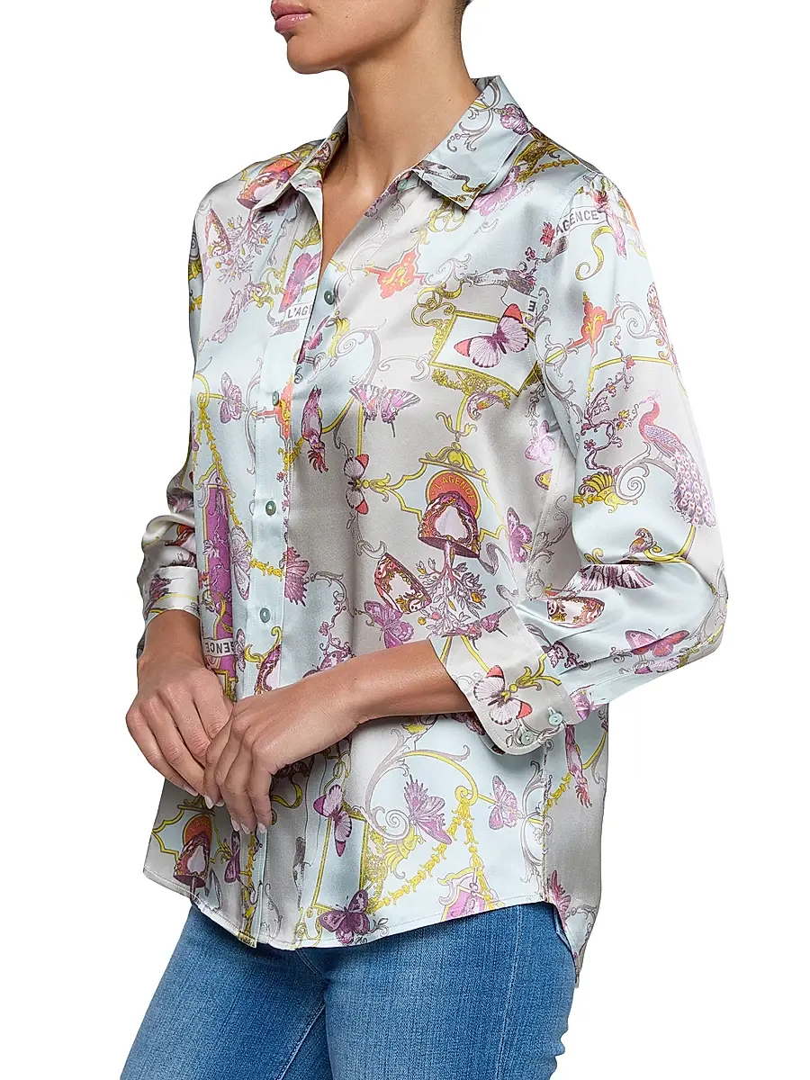 L'Agence Women's Dani Printed Silk Shirt | Thumbnail 4 L'Agence Women's Dani Printed Silk Shirt | Thumbnail 4