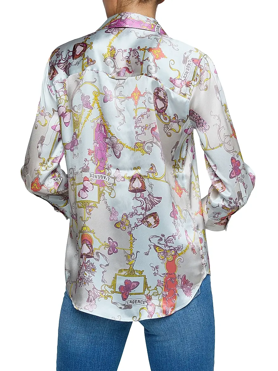 L'Agence Women's Dani Printed Silk Shirt | Thumbnail 5 L'Agence Women's Dani Printed Silk Shirt | Thumbnail 5