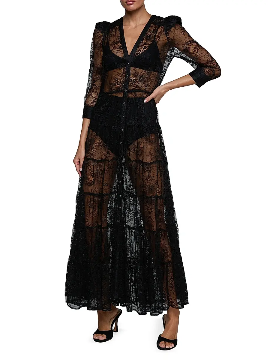 L'Agence Women's Seraphina Sheer Lace Maxi Dress | Thumbnail 2 L'Agence Women's Seraphina Sheer Lace Maxi Dress | Thumbnail 2