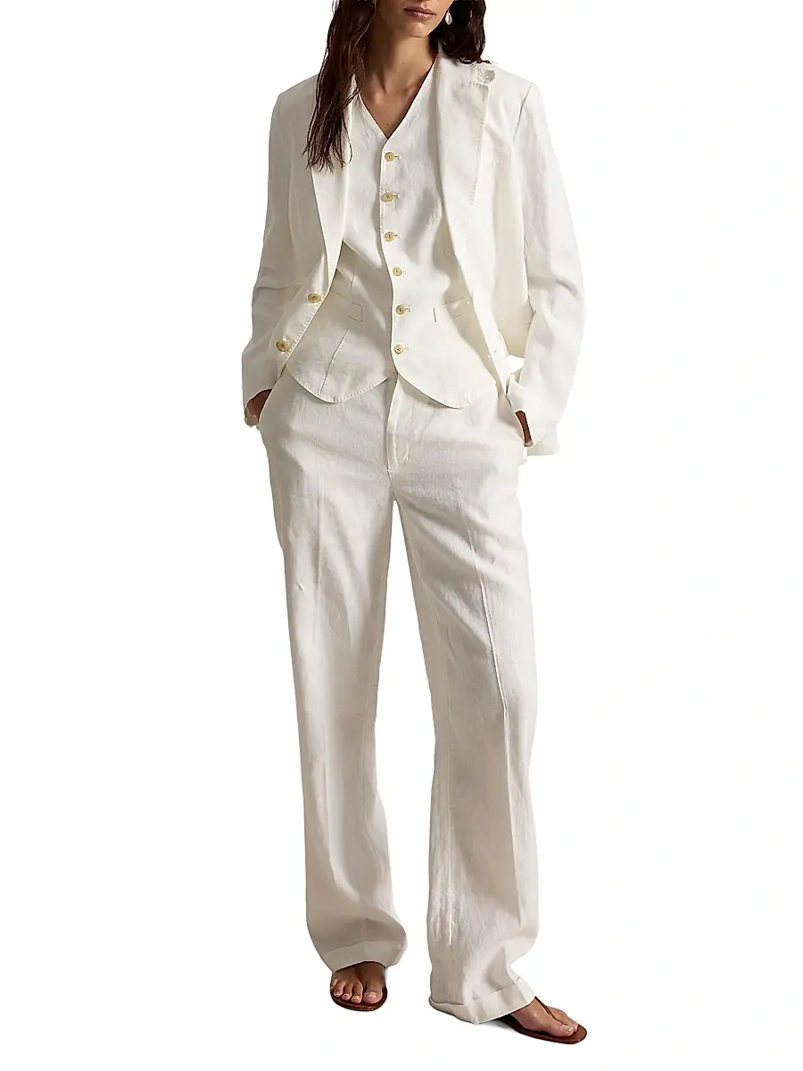 Polo Ralph Lauren Women's Linen High-Rise Straight-Leg Pants | Thumbnail 2 Polo Ralph Lauren Women's Linen High-Rise Straight-Leg Pants | Thumbnail 2