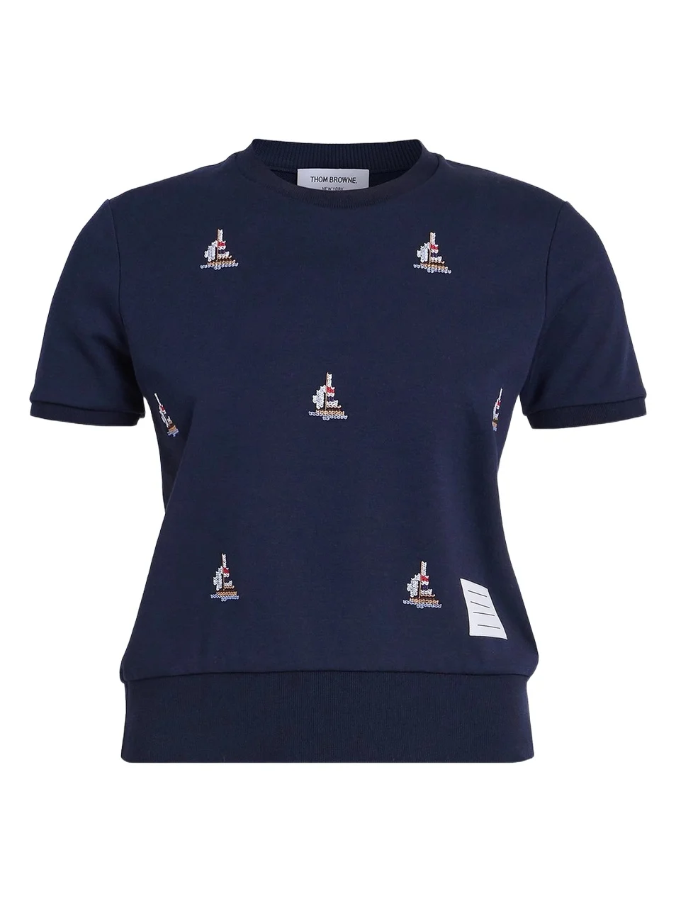 Thom Browne Women's Sailboat Intarsia-Knit Cotton Sweater