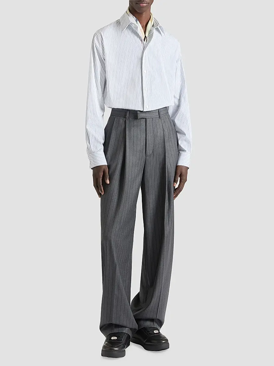 Givenchy Men's Striped Shirt in Poplin with Photographic Negative - White Blue | Thumbnail 2 Givenchy Men's Striped Shirt in Poplin with Photographic Negative - White Blue | Thumbnail 2