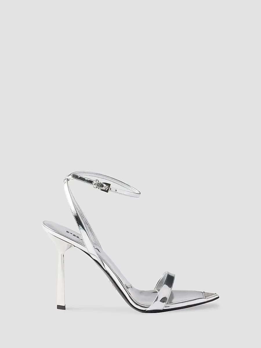 Prada Women's Metallic Leather High-Heeled Sandals - Silver | Thumbnail 7 Prada Women's Metallic Leather High-Heeled Sandals - Silver | Thumbnail 7