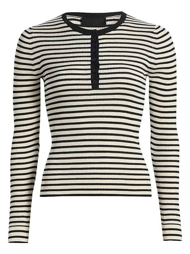 Women's Kyrie Striped Silk Henley Sweater