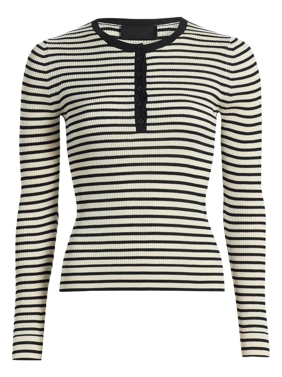 Women's Kyrie Striped Silk Henley Sweater Women's Kyrie Striped Silk Henley Sweater