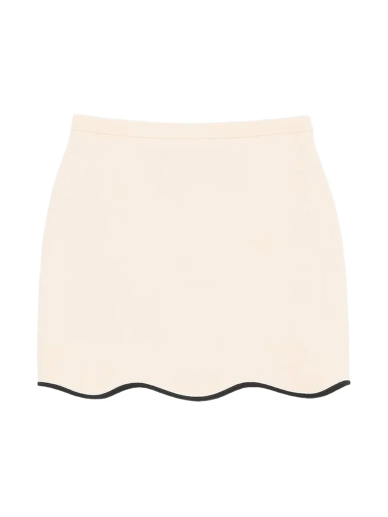 Women's Mini Skirt in Crepe Couture - Vanilla Women's Mini Skirt in Crepe Couture - Vanilla