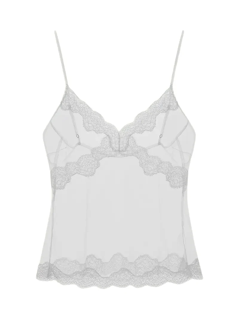 16Arlington Clio Lace-Trim Sheer Top
