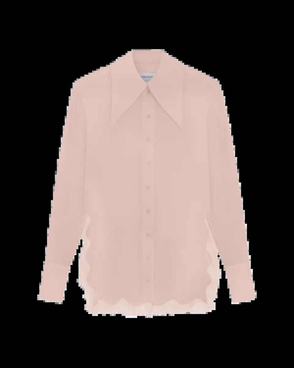 16Arlington Fiorella Lace-Trim Silk Shirt | Thumbnail 2