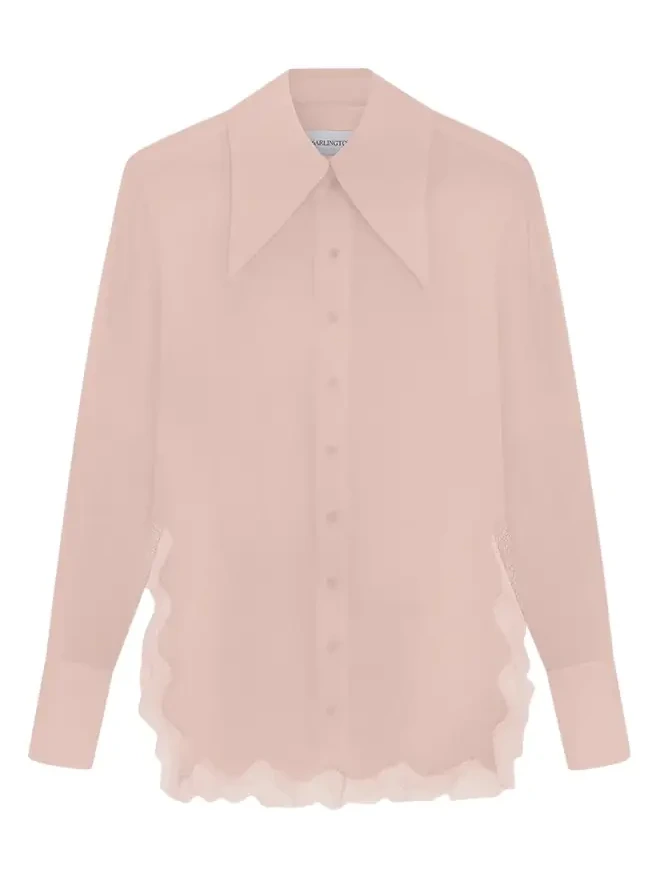 Fiorella Lace-Trim Silk Shirt