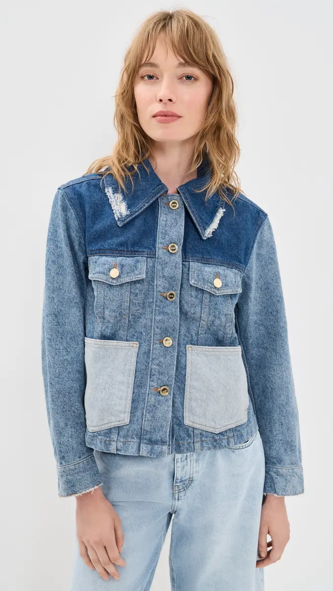 Ganni Patchwork Denim Short Jacket | Thumbnail 2 Ganni Patchwork Denim Short Jacket | Thumbnail 2