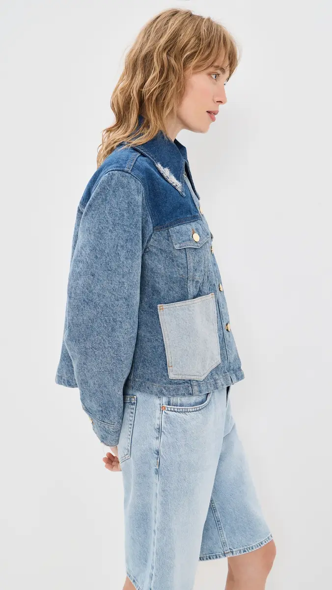Ganni Patchwork Denim Short Jacket | Thumbnail 4 Ganni Patchwork Denim Short Jacket | Thumbnail 4