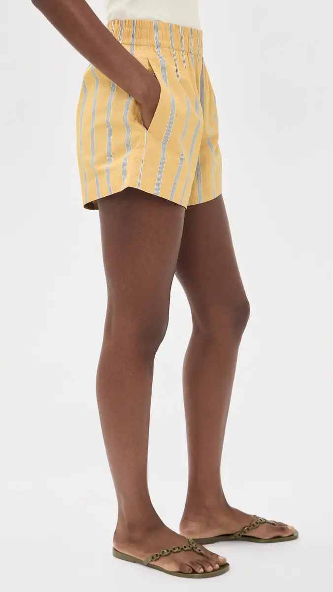 Madewell Pull-On Shorts in Washed Poplin Yellow And Blue Stripe | Thumbnail 4 Madewell Pull-On Shorts in Washed Poplin Yellow And Blue Stripe | Thumbnail 4