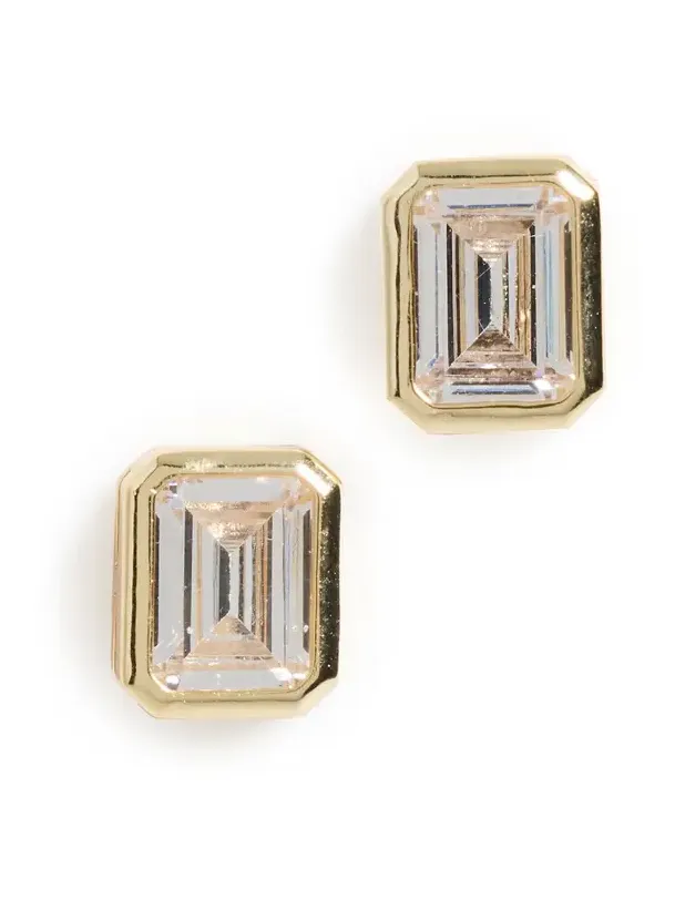 Emerald Baguette Studs
