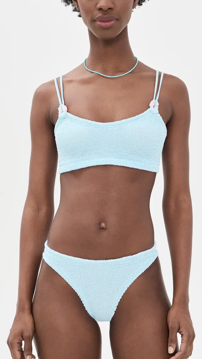 Hunza G Cassie Beaded Bikini Metallic Ice Blue One Size | Thumbnail 2