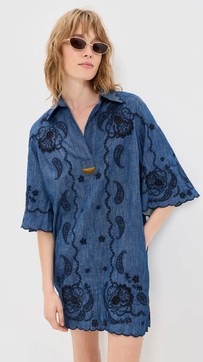 Zimmermann Aster Embroidered Denim Mini Dress | Thumbnail 2