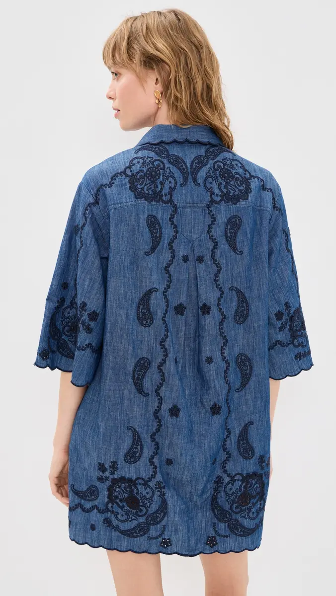 Zimmermann Aster Embroidered Denim Mini Dress | Thumbnail 3