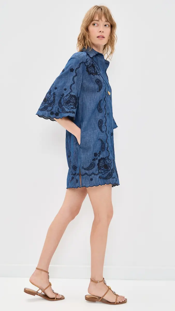Zimmermann Aster Embroidered Denim Mini Dress | Thumbnail 4