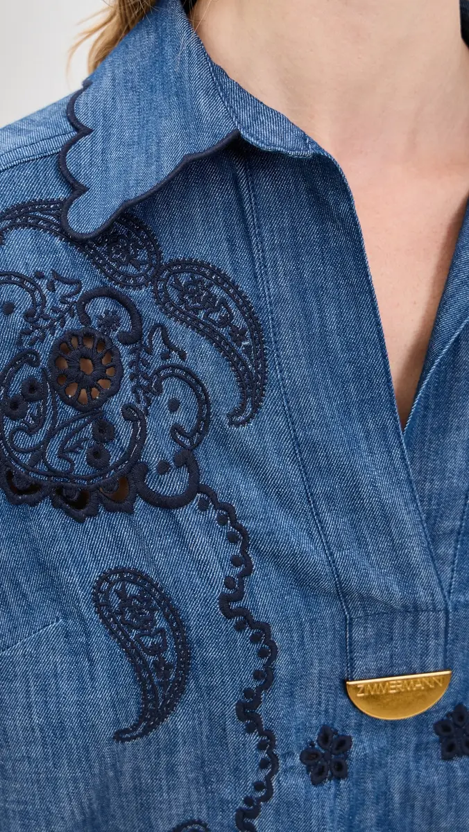 Zimmermann Aster Embroidered Denim Mini Dress | Thumbnail 6