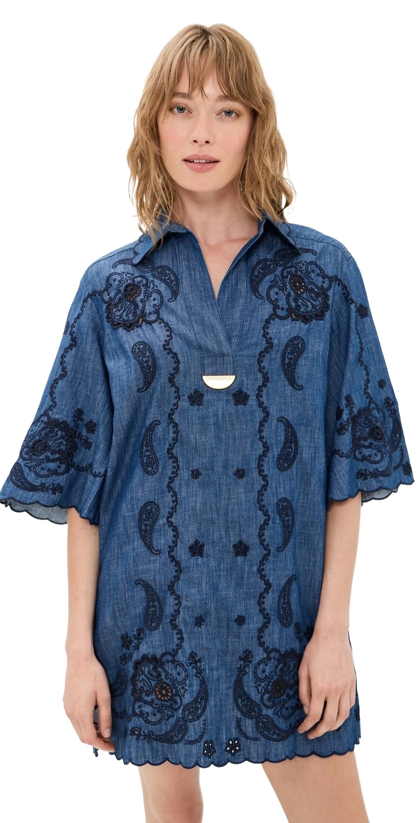 Aster Embroidered Denim Mini Dress Aster Embroidered Denim Mini Dress