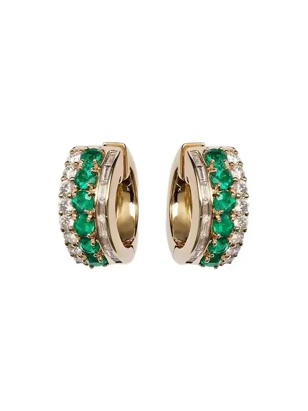Lola 18kt gold earrings with emeralds and diamonds