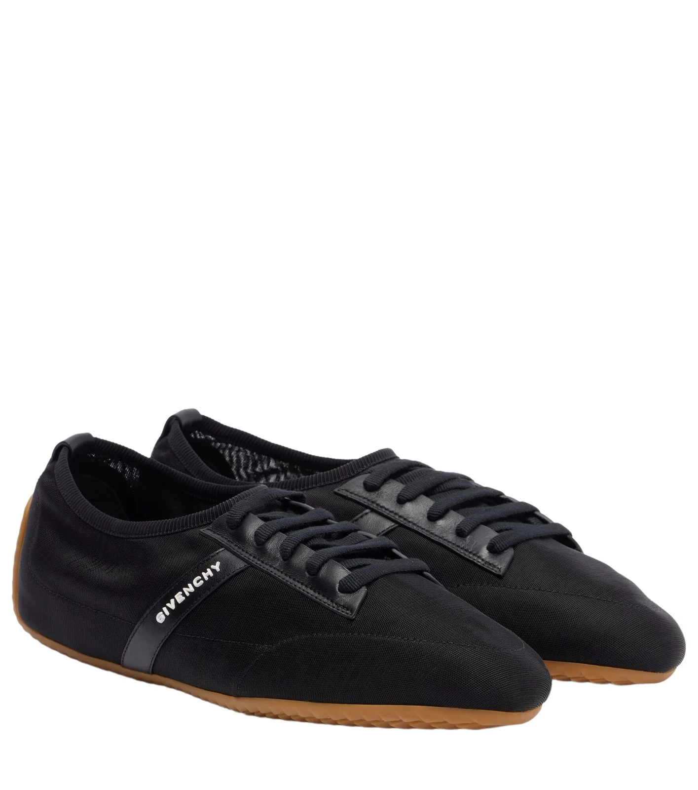 Slim leather-trimmed sneakers Slim leather-trimmed sneakers