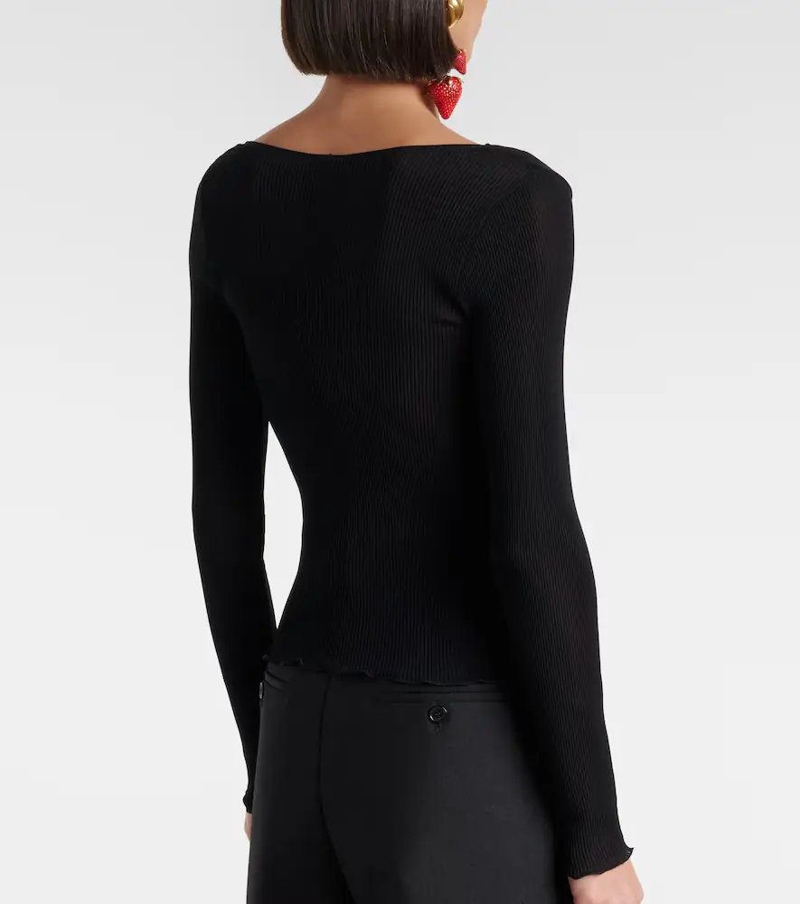 Saint Laurent Lace-trimmed silk top | Thumbnail 3