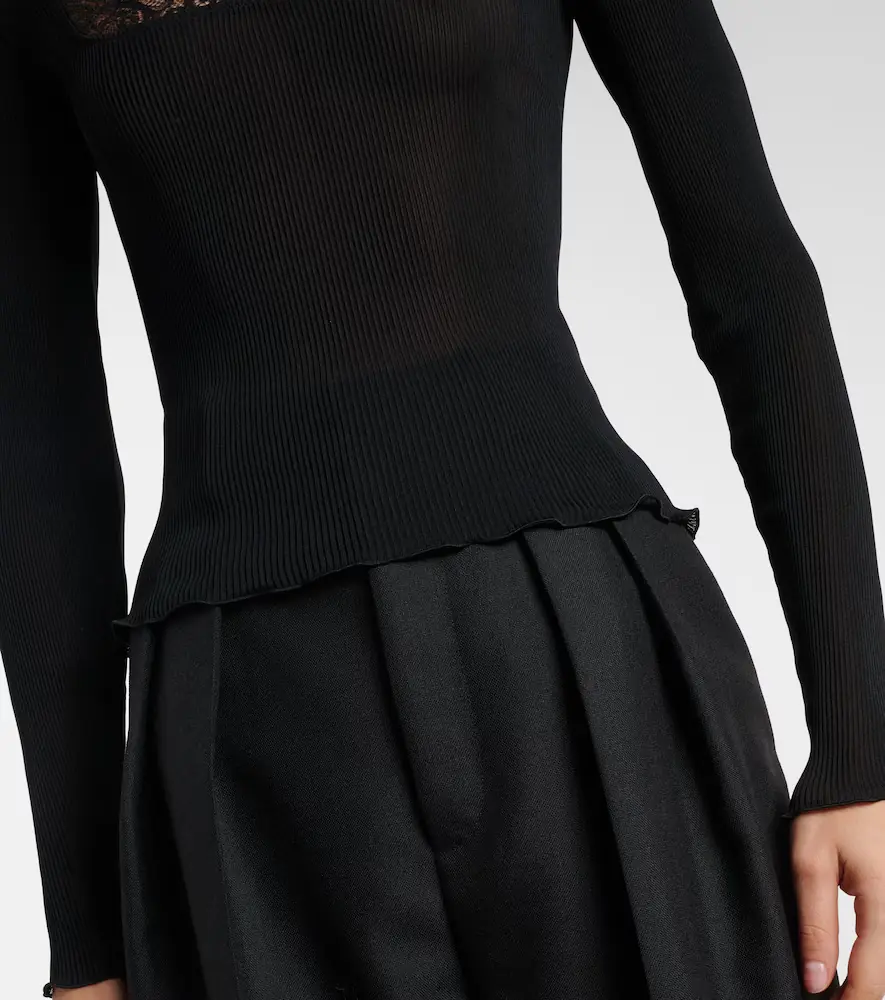 Saint Laurent Lace-trimmed silk top | Thumbnail 5