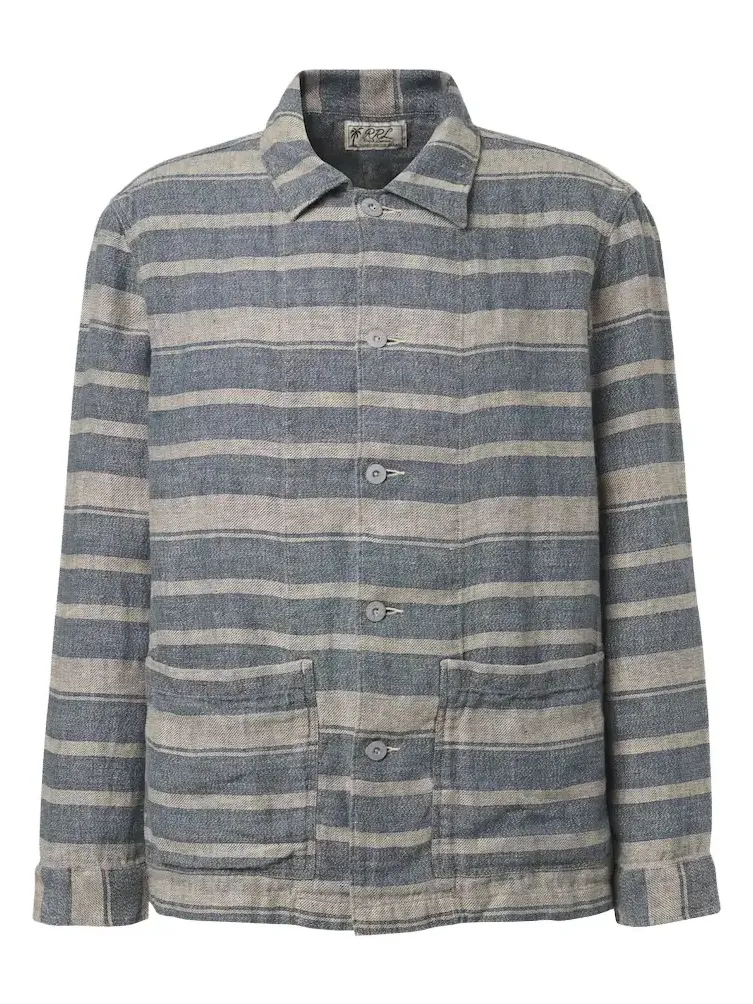 Striped linen overshirt