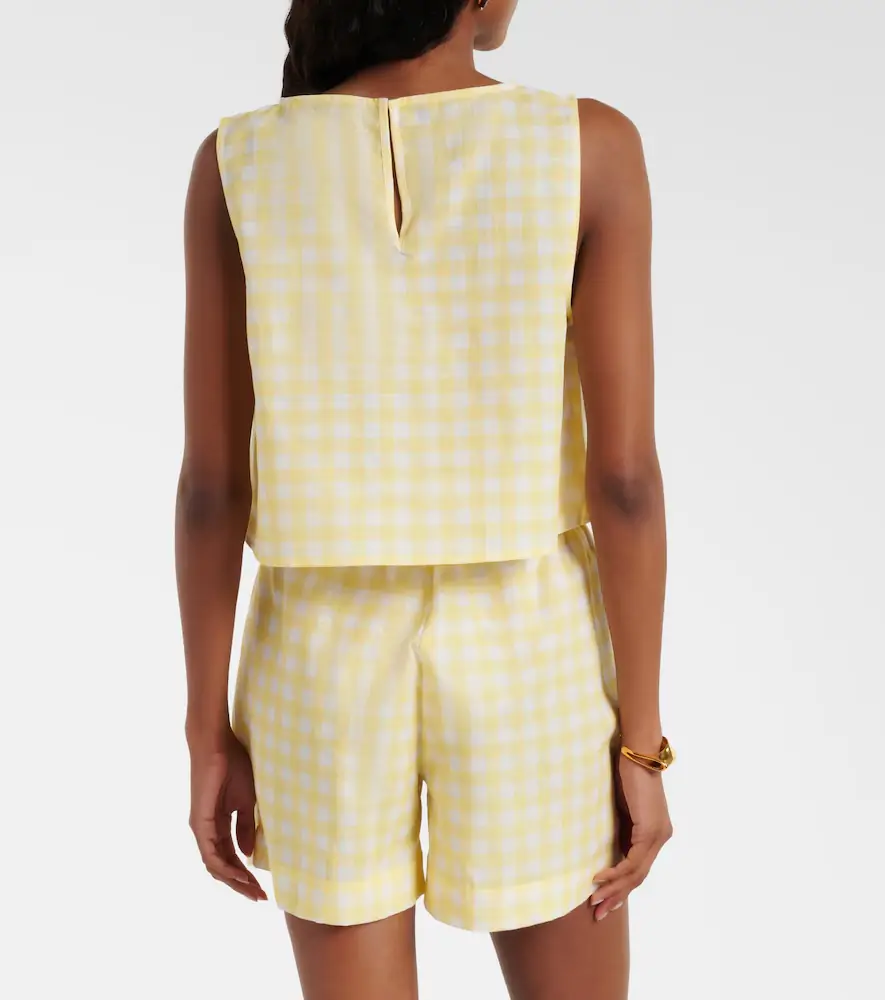 ASCENO Kobe gingham linen and cotton crop top | Thumbnail 2 ASCENO Kobe gingham linen and cotton crop top | Thumbnail 2