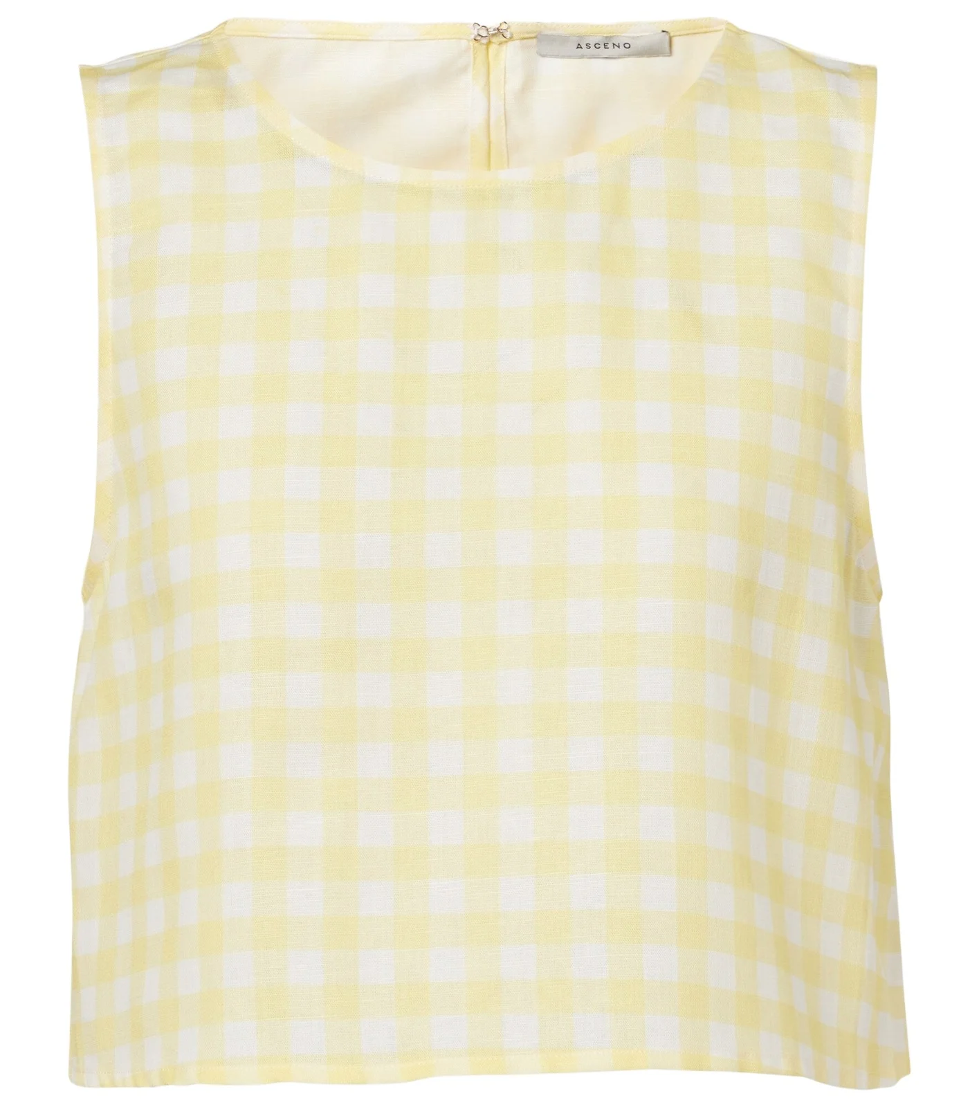 ASCENO Kobe gingham linen and cotton crop top